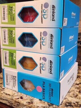 Inland 3D Printing Filament PLA Basics - Red, Blue, Gold/Yellow, White